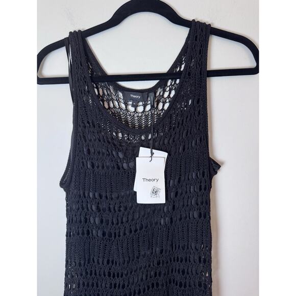 Theory Lace St Midi Dress Womens Medium Jet Black Tissage New MSRP $395 - Picture 5 of 16